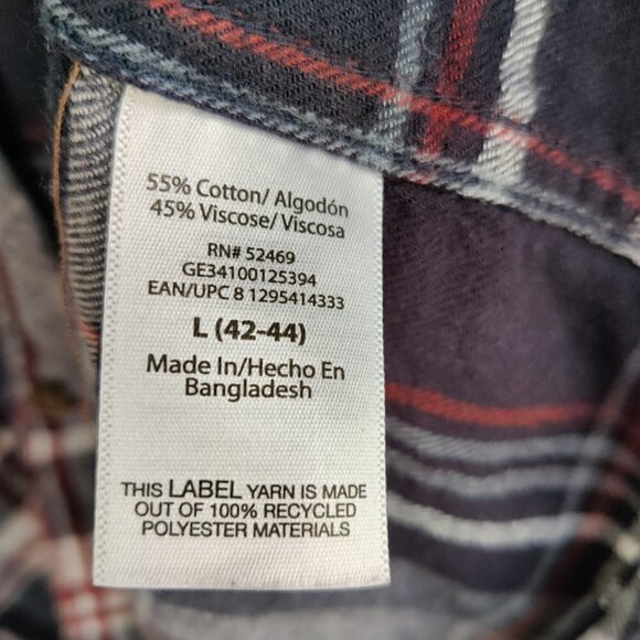 Flannel Shirt for Men by G George, softest cotten flannel, Blue, Red, Cream Sz L - Picture 6 of 6